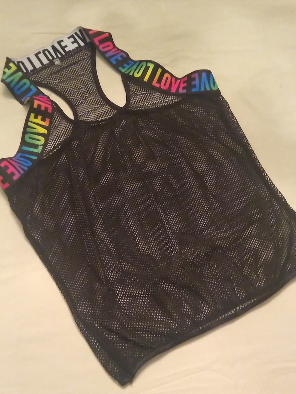 Mesh Tank Top with Rainbow LOVE Elastic Band 🏳️‍🌈